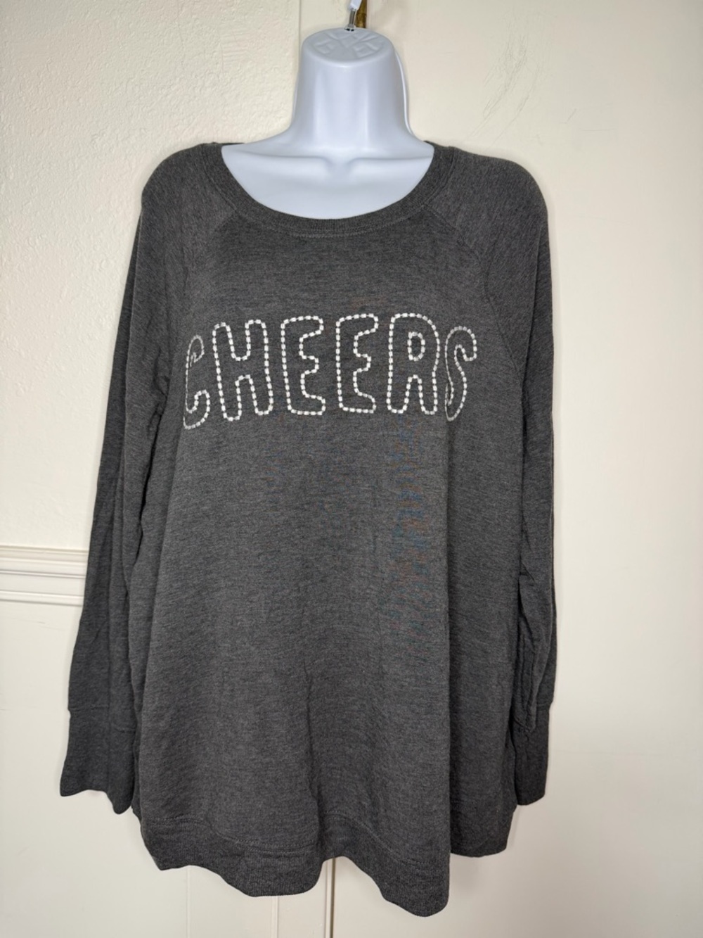 Philosophy Woman Charcoal Gray Ribbed Crewneck Sweatshirt 1X new with tag